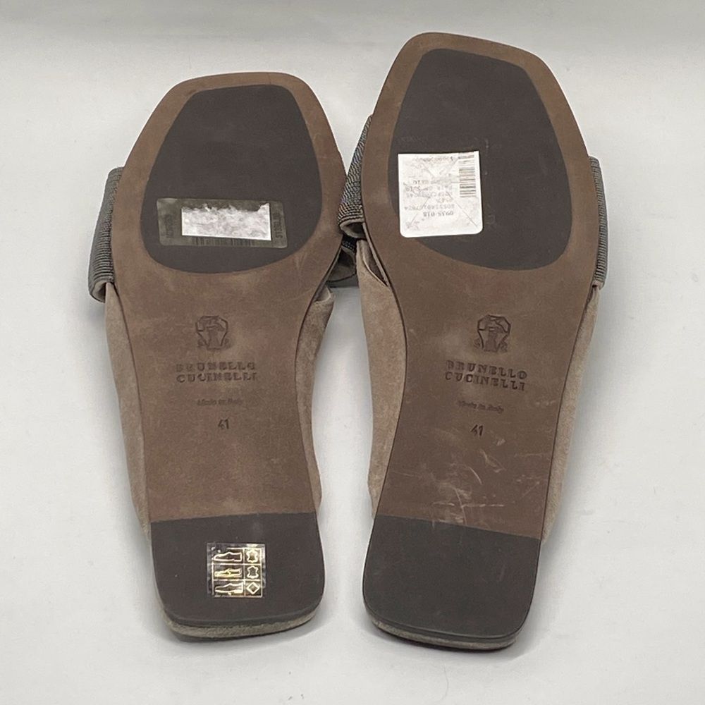 Brunello Cucinelli Monili-Embroidered Suede Slides size 41 - Picture 10 of 11